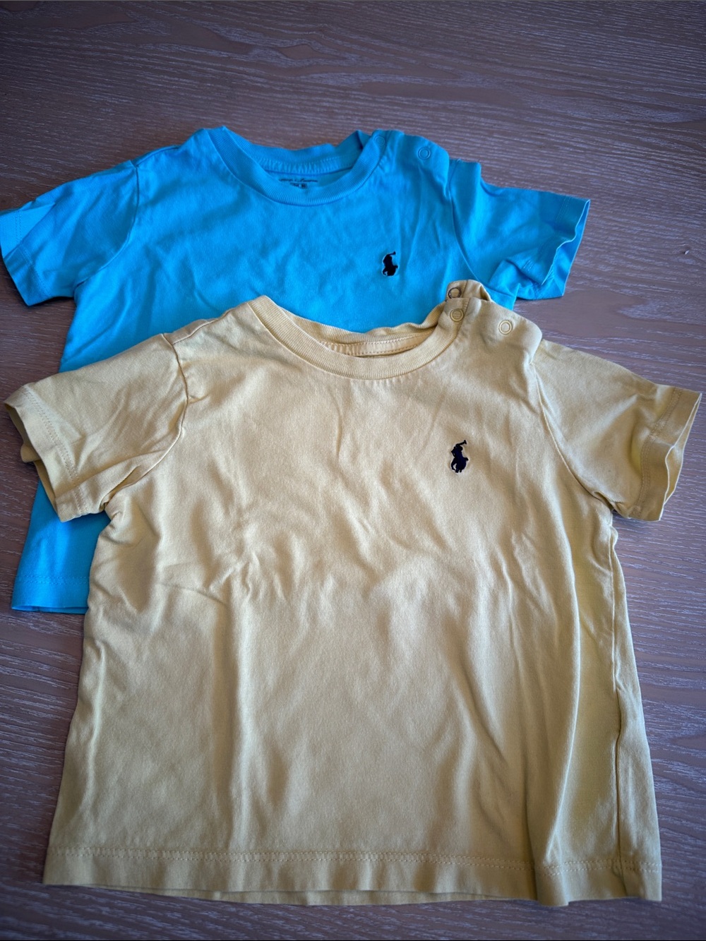 Ralph Lauren Kids Short-Sleeve Tshirts (2) in Yellow and Light Blue size 12M